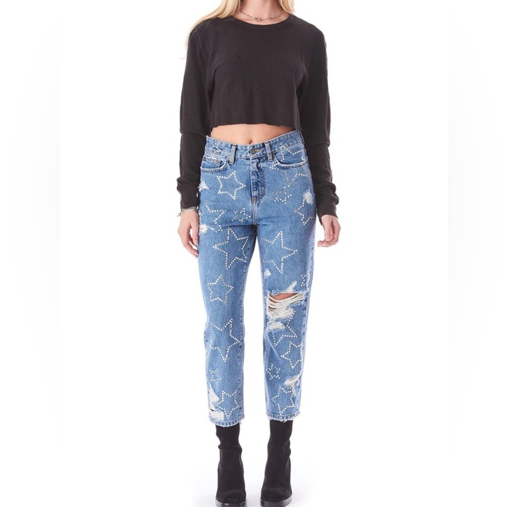 Simple society star rhinestone jeans nwt